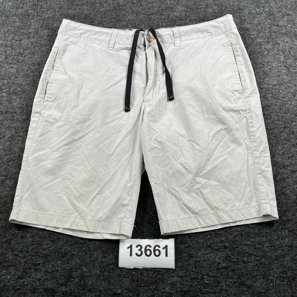 Tailor Vintage Shorts Mens 34 White Cotton Stretch Flat Front Slim Fit Comfort